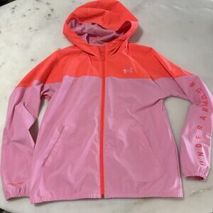Under Armour Storm Hooded Windbreaker Rain Jacket Women’s S Pink Coral Running